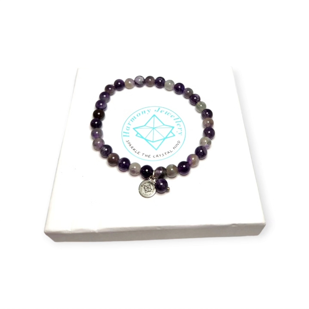 Amethyst charm bracelet 6 mm